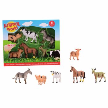 ANIMAL WORLD - LEKSETT MED 6 STK. BONDEG&Aring;RDSDYR LEKEFIGURER (1 stk.)