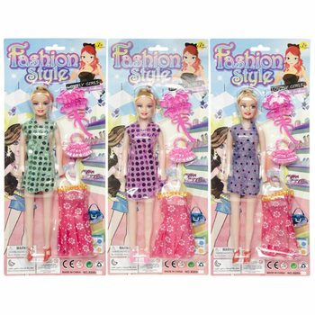 FASHIONDUKKE MED KJOLE P&Aring; KORT (12 stk.)