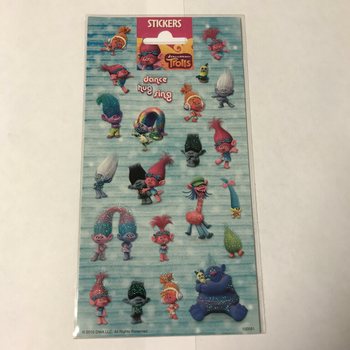 Klistremerkeark: TROLLS, 20 x 10 cm (10 stk.)