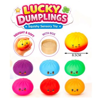 RAGE - LUCKY DUMPLINGS - Squishy Bun Dumplings STOR Str. 8.5 x 8.5 x 4.8 Cm - I DISPLAY (12 stk.)
