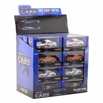DIE CAST SUPER SPORTSBILER, SKALA 1:43 I DISPLAY (24 stk)
