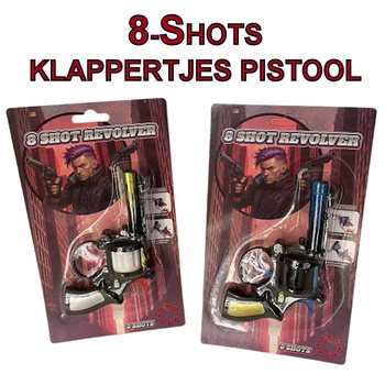 8-SKUDDS KRUTTLAPP-PISTOL PÅ KORT (24 stk.)