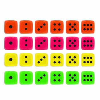 Terninger 2,5 cm i display - Miksfarger (125 stk.)