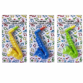 Leket&oslash;y-saksofon - 16 cm - Assorterte Farger - 12 stk p&aring; Kort