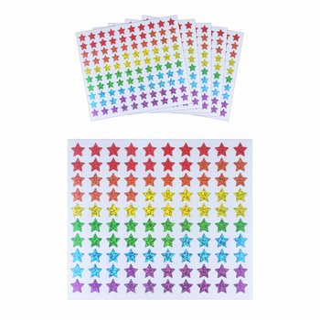 FUN STICKERS - FARGERIKE STJERNEKLISTERMERKER - 100 PER ARK (5 stk.)