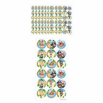 FUN STICKERS - PIRAT KLISTREMERKER - 18 KLISTREMERKER PER ARK (10 stk.)