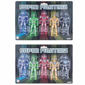 SUPER FIGHTERS - 5 Actionfigurer p&aring; Kort (6 stk.)