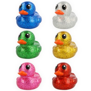 Store Fargerike Glitterbadeender Mix - 10x8x8 cm (6 stk.)