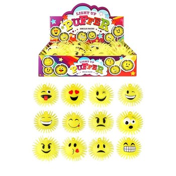 Lysende Smili Pufferballer i Display (12 stk.)