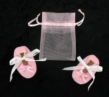 Dekorative Babysko med Gavepose - Rosa (12 par)