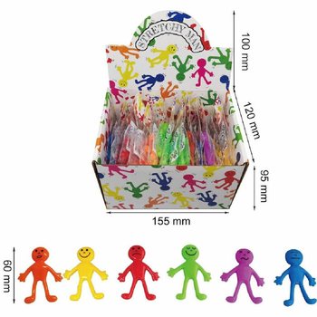 FARGERIKE STRETCHY SMILEY-FIGURER - I DISPLAY (36 stk.)