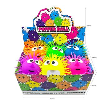 PUFFERBALL MED &Oslash;YNE - 13CM - I DISPLAY (12 stk.)