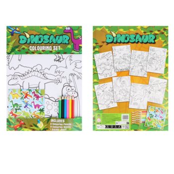 STORT FARGELEGGINGSSETT - MODELL: DINOSAUR - M&aring;l 22x30x1 CM (12 stk)