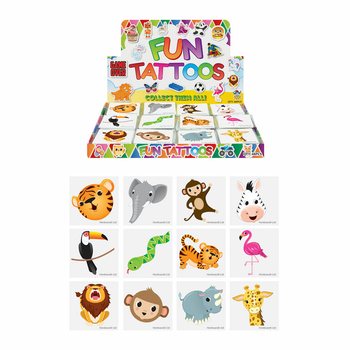 FUN TATTOOS - JUNGELDYR - DISPLAY (48x12 stk.)
