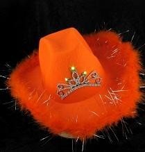 Lysende Cowboyhatt - Oransje (6 stk.)