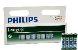 12x BATTERIER "PHILIPS - SUPER HEAVY DUTY" AA - LONGLIFE (12 stk Blister)