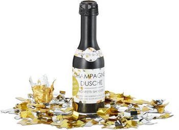 Konfettikanon Champagneflaske 31 cm – Sølv/Gull (4 stk.)