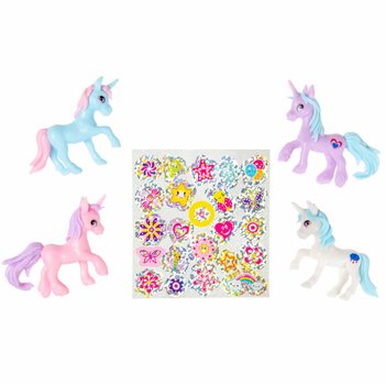 POCKET UNICORN - ENHJ&Oslash;RNING + KLISTREMERKER I GAVEPPOSE - I DISPLAY (24 stk.)