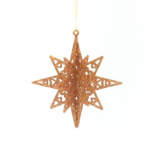 3D Glitterstjerne Oransje (12 stk.)