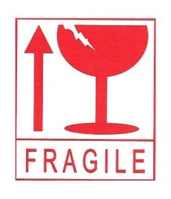 FRAGILE Etikett / FORSIKTIG Klistremerke (45 ark)