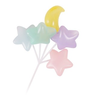 CUPCAKE-PINNER - BALLONGKLYNGE STJERNER OG MÅNE (15 stk.)