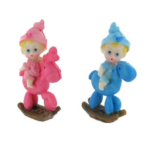 Fødsel Kaketopper - Baby på Gyngehest 9 cm (8 stk.)