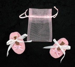 Dekorative Babysko med Gavepose - Rosa (12 par)