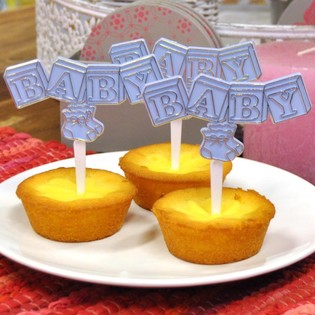 F&Oslash;DSEL CUPCAKEPINNE - BABYBL&Aring; (12 stk.)