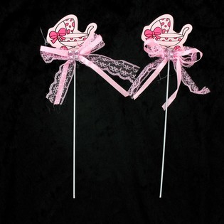 Kakepynt til Babyshower - Rosa Barnevogn (12 stk.)