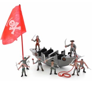 Piratskip med pirater i pose