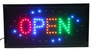 LED Skilt OPEN - 4 Farger - Blinkende