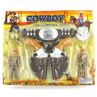 STORT COWBOY-LEKESETT PÅ KORT (3 stk.)