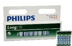 12x BATTERIER "PHILIPS - SUPER HEAVY DUTY" AA - LONGLIFE (12 stk Blister)