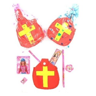 Fylt Sinterklaas-mitra (Bispehue) med Skrivesaker (12 stk.)