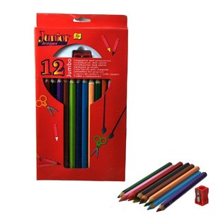 12 STORE FARGEBLYANTER + BLYANTSPISSER (4 sett)