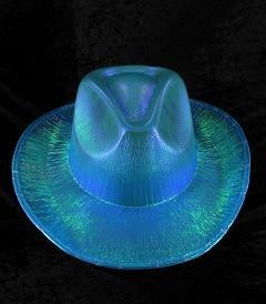 GLITTER COWBOY-HATT - BL&Aring; (6 stk.)