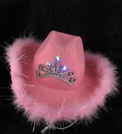 COWBOY-HATT MED LYS - ROSA (6 stk.)