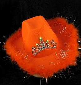 Lysende Cowboyhatt - Oransje (6 stk.)