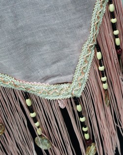 Luksus Ibiza-skjerf med frynser rosa (1 stk.)