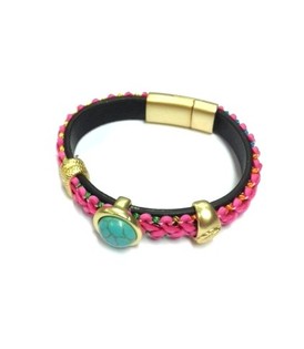 Luksus Ibiza-armbånd Rosa / Turkis (1 stk)