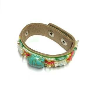 Ibiza Look Armbånd med Buddha Grønn (1 stk)