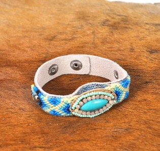 Luksus Ibiza-armbånd Silverlook & Turkis (1 stk.)