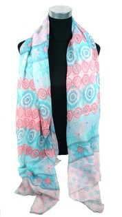 Ibiza-stil Skjerf Rosa/Turkis (1 stk)