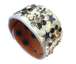 Luksus Bredt Ibiza-armbånd med Sølvnitter & Strass (1 stk)