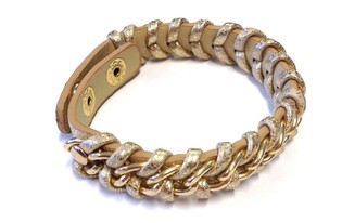 Ibiza-look armbånd flettet gull/brun (1 stk)