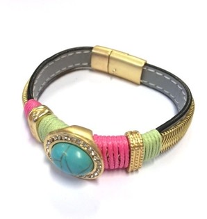 Luksus Ibiza-armbånd Grå/Grønn/Turkis