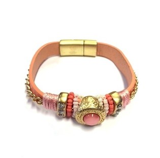 Luksus Ibiza Look Armbånd Rosa / Gull (1 stk)