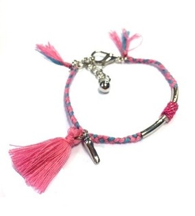 Flettet Ibiza-armbånd Blå/Rosa (1 stk)