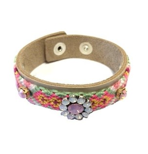 Luksus Ibiza-Style Armbånd Krem/Taupe Blomst (1 stk)