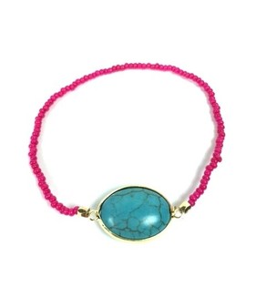 Ibiza-armbånd Fuksia med Stein (1 stk.)